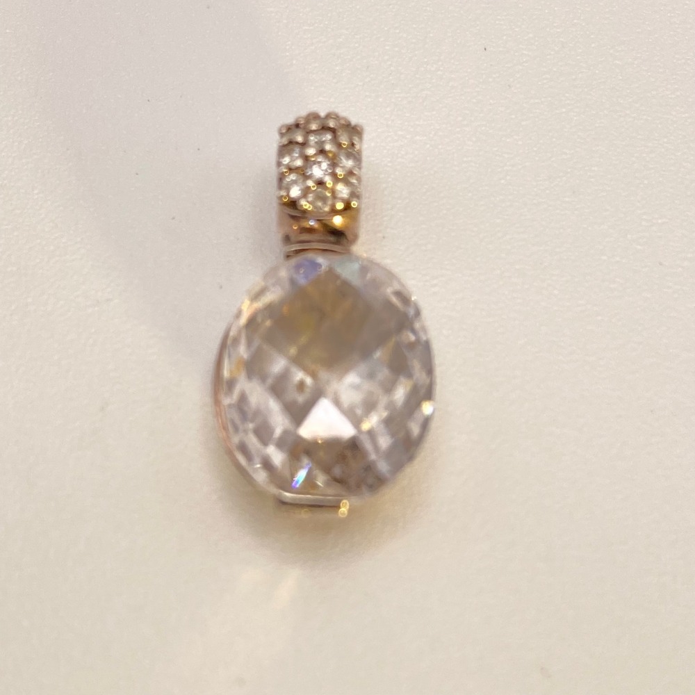 Thomas Sabo Vintage Pendant 925 Sterling Silver Gold Tone Quartz Crystal 0.75"